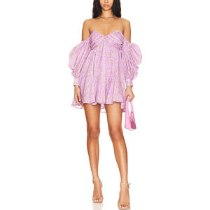 Bardot 'Lani' Purple Floral Off Shoulder Mini Dress Size L